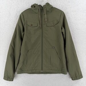 Volcom Jacket Youth Small 10 Green Hooded Windbreaker Full Zip Pockets Casual